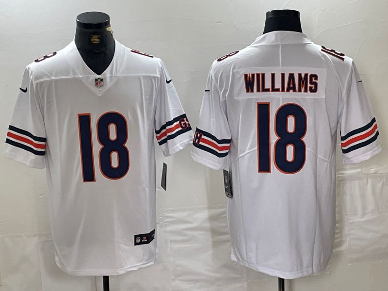 Men Chicago Bears #18 Williams White Second generation 2024 Nike Limited NFL Jersey style 1->->NFL Jersey